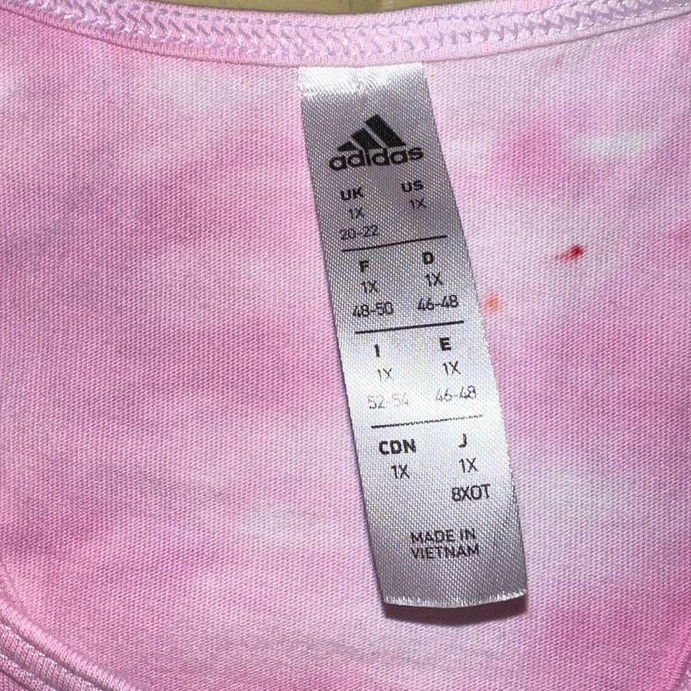 Adidas Active Pink White Gradient Tie Dye Razor Back Sporty Tank Top Size 1X - Picture 9 of 10